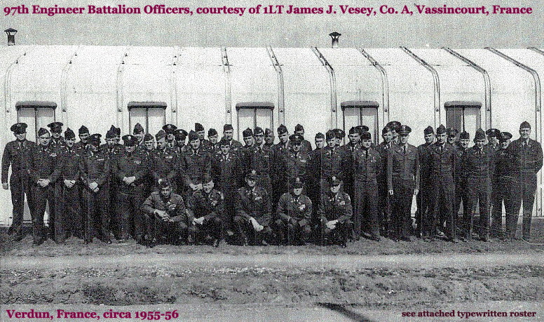 Photo of 97th EBC officers, taken at Verdun circa 1955-56, and courtesy of James J. Vesey